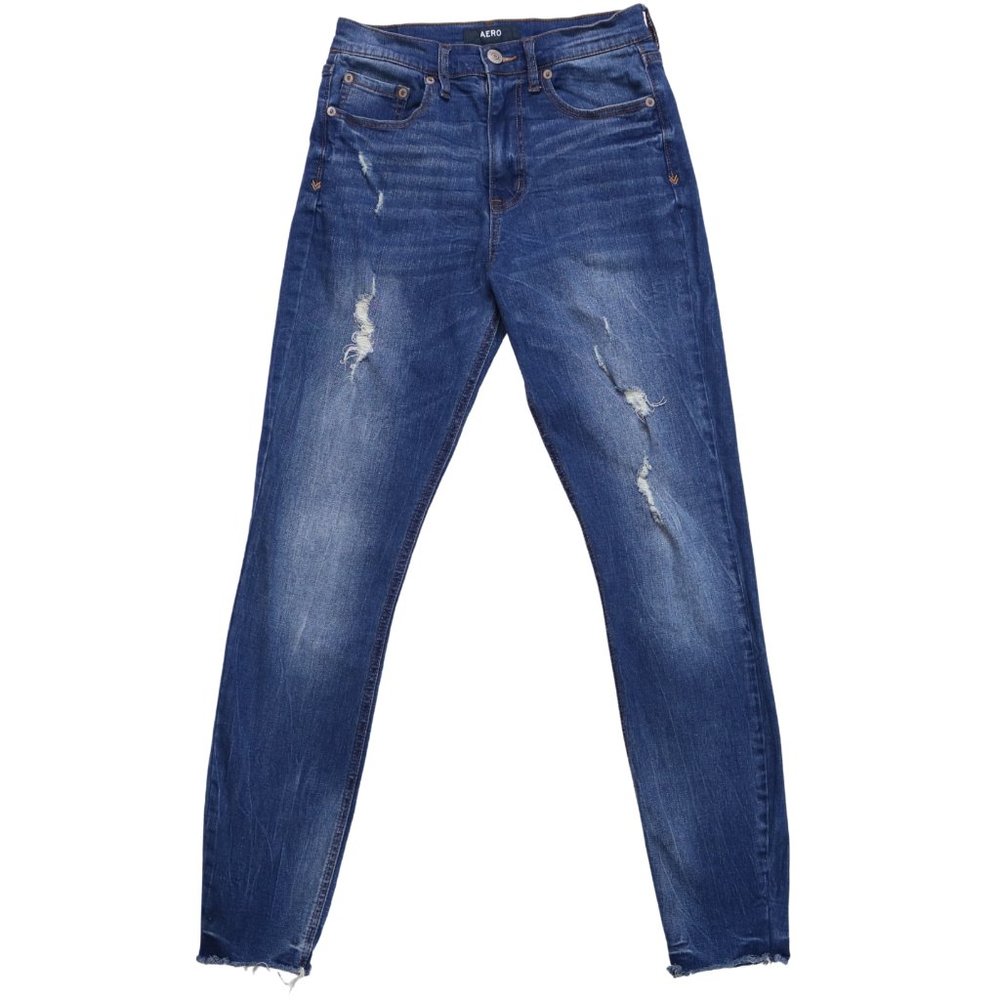 AERO Cheeky Jeggings High Rise Distressed Raw Hem